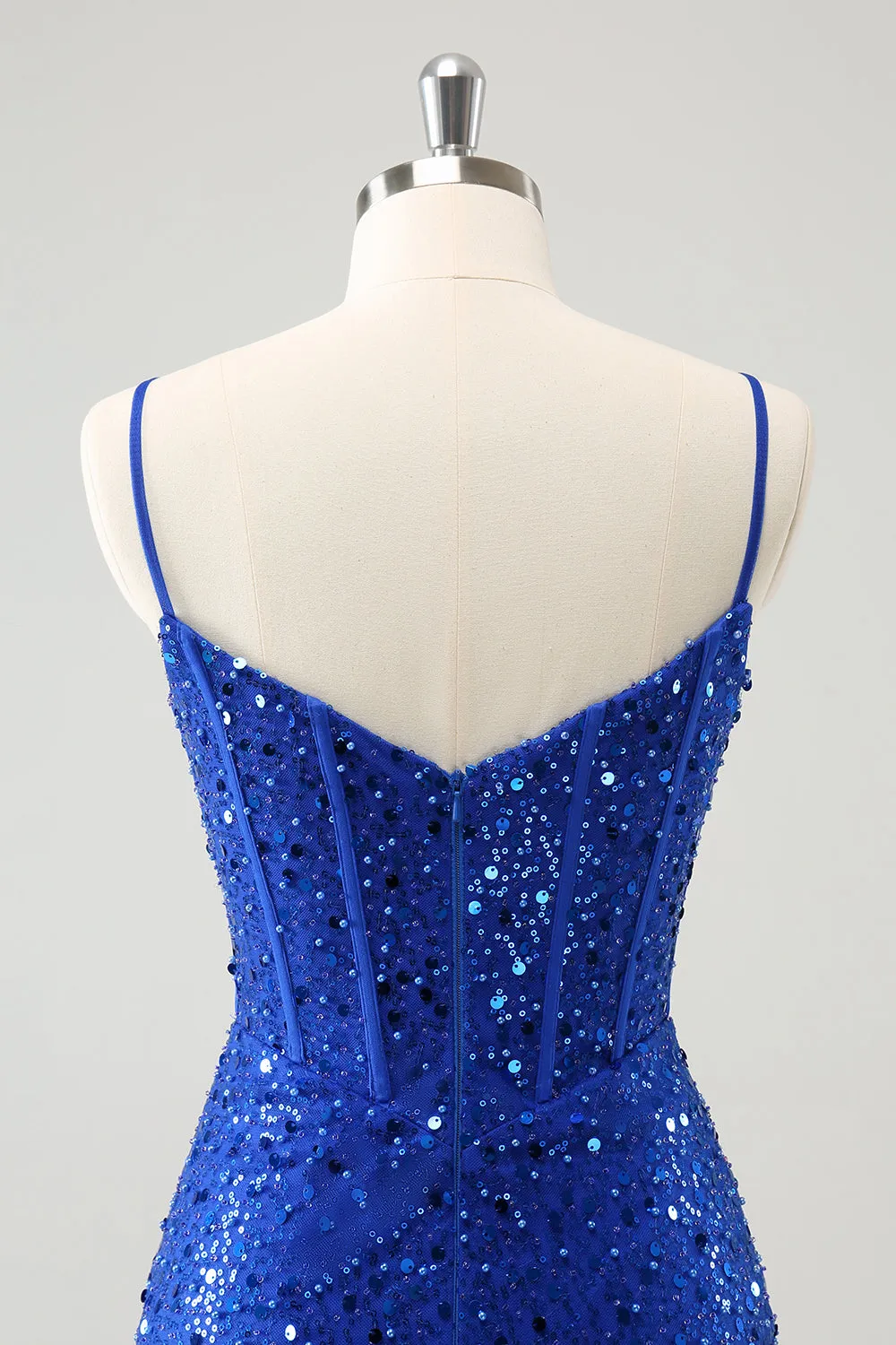 Sparkly Royal Blue Corset Tight Short Homecoming Dress with Sequins sold by Zapaka product image thumbnail 5
