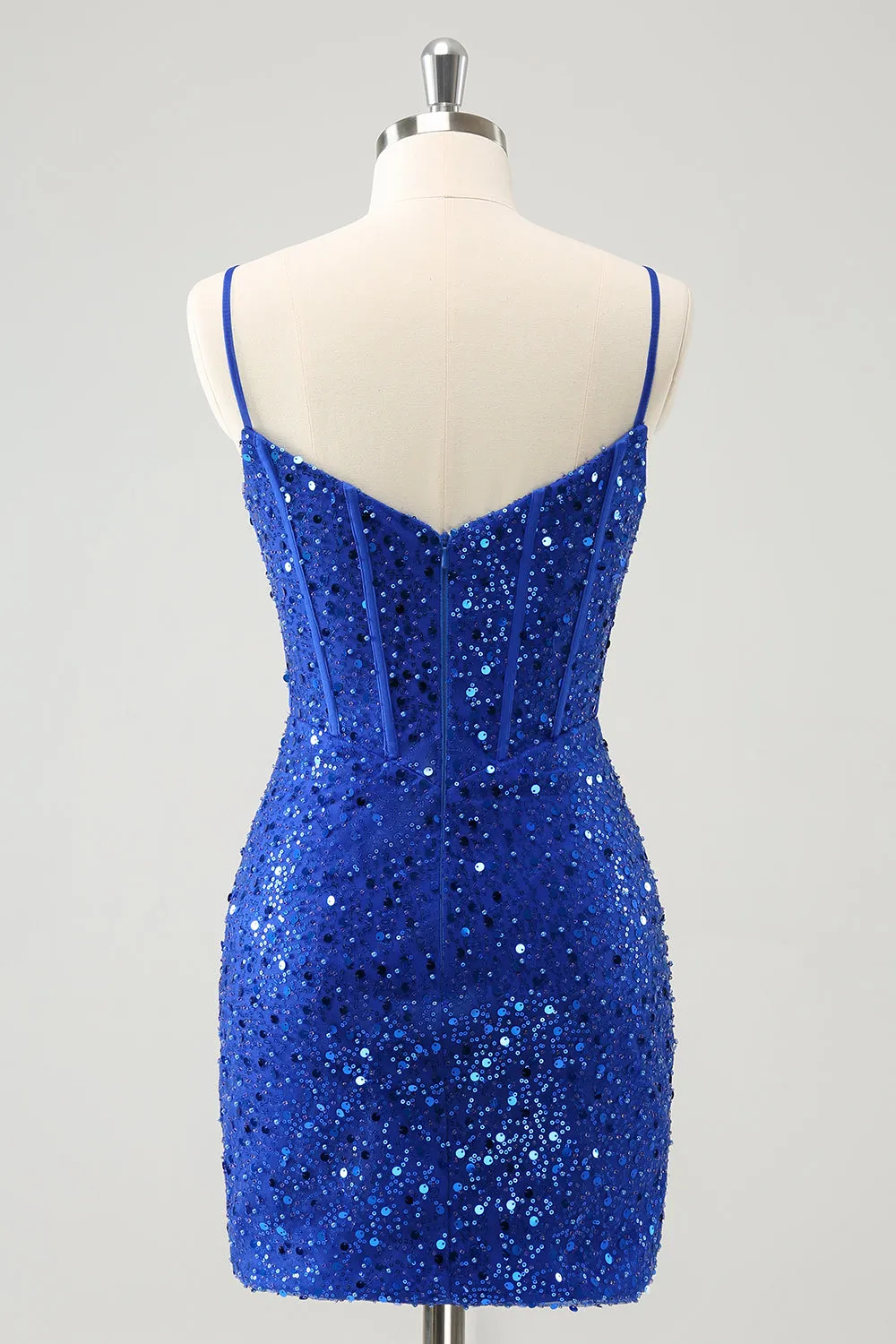 Sparkly Royal Blue Corset Tight Short Homecoming Dress with Sequins sold by Zapaka product image thumbnail 2