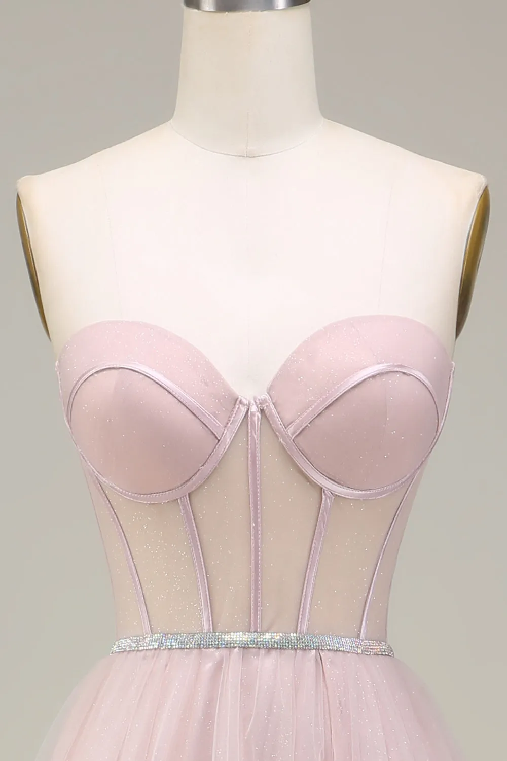 Tulle Sweetheart Light Pink Prom Dress with Corset sold by Zapaka product image thumbnail 5