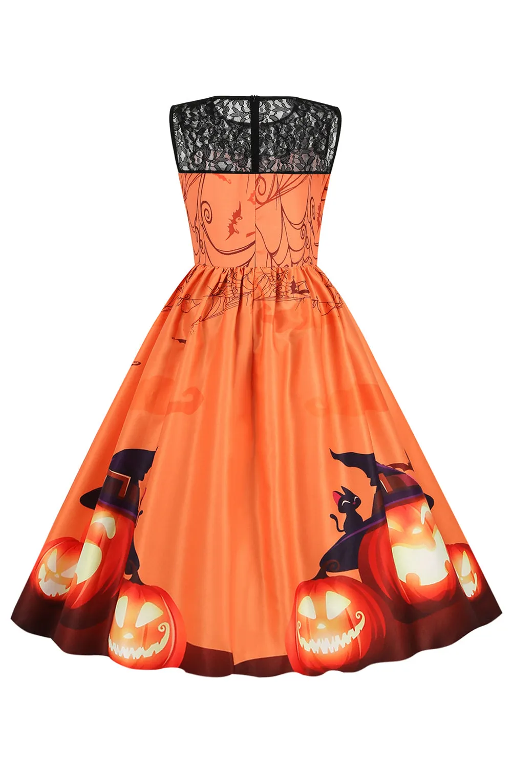 Vintage Crew Neck Lace Panel Print Halloween Dress sold by Zapaka product image thumbnail 2