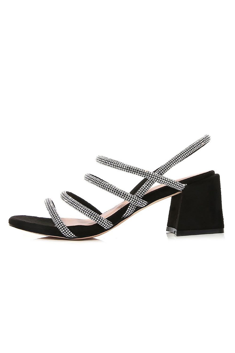 Black Rhinestones Strappy Chunky Heels sold by Zapaka product image thumbnail 2