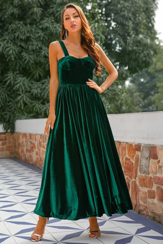Dark Green Velvet Prom Dress sold by Zapaka