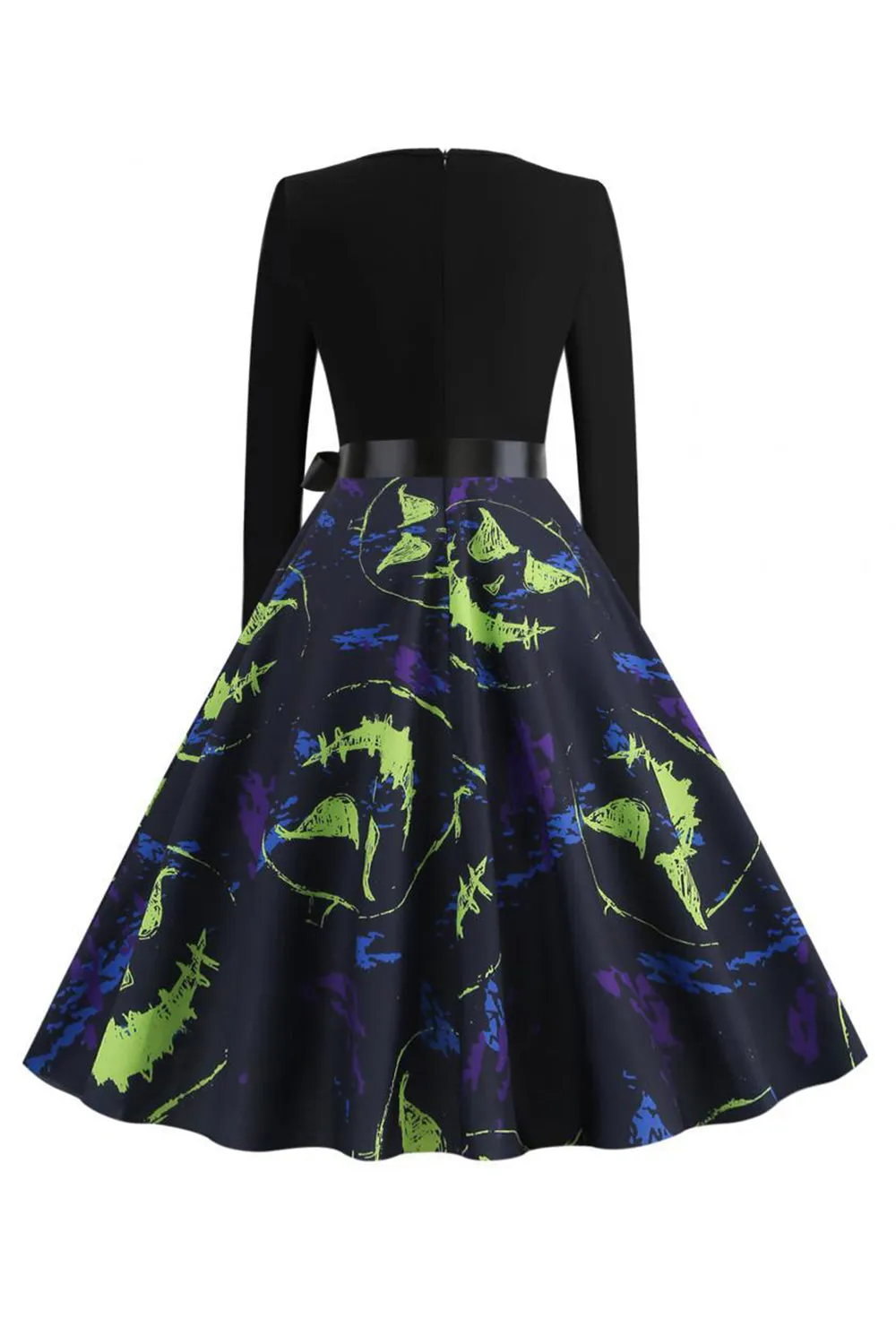 V Neck Black Halloween Printed Vintage Dress sold by Zapaka product image thumbnail 2