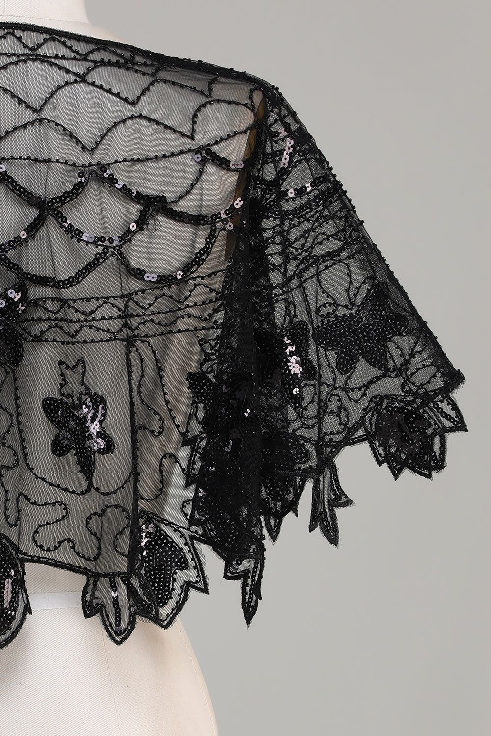 Sequins Black Glitter 1920s Cape with Beading sold by Zapaka product image thumbnail 4