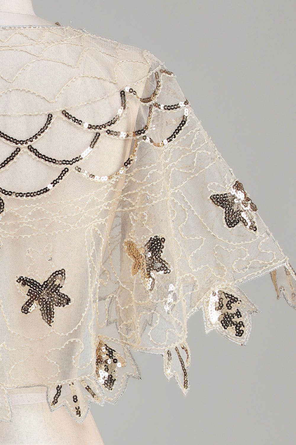 Sequins Black Glitter 1920s Cape with Beading sold by Zapaka product image thumbnail 8