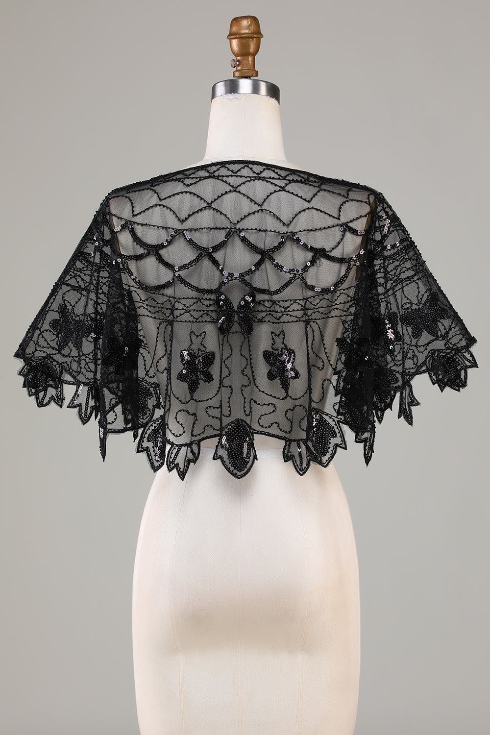 Sequins Black Glitter 1920s Cape with Beading sold by Zapaka product image thumbnail 2