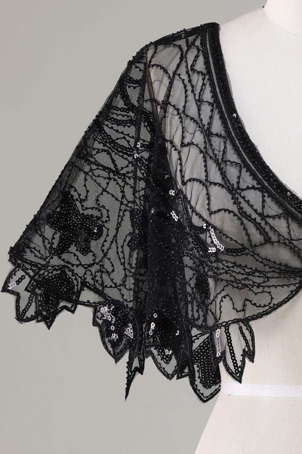 Sequins Black Glitter 1920s Cape with Beading sold by Zapaka product image thumbnail 3