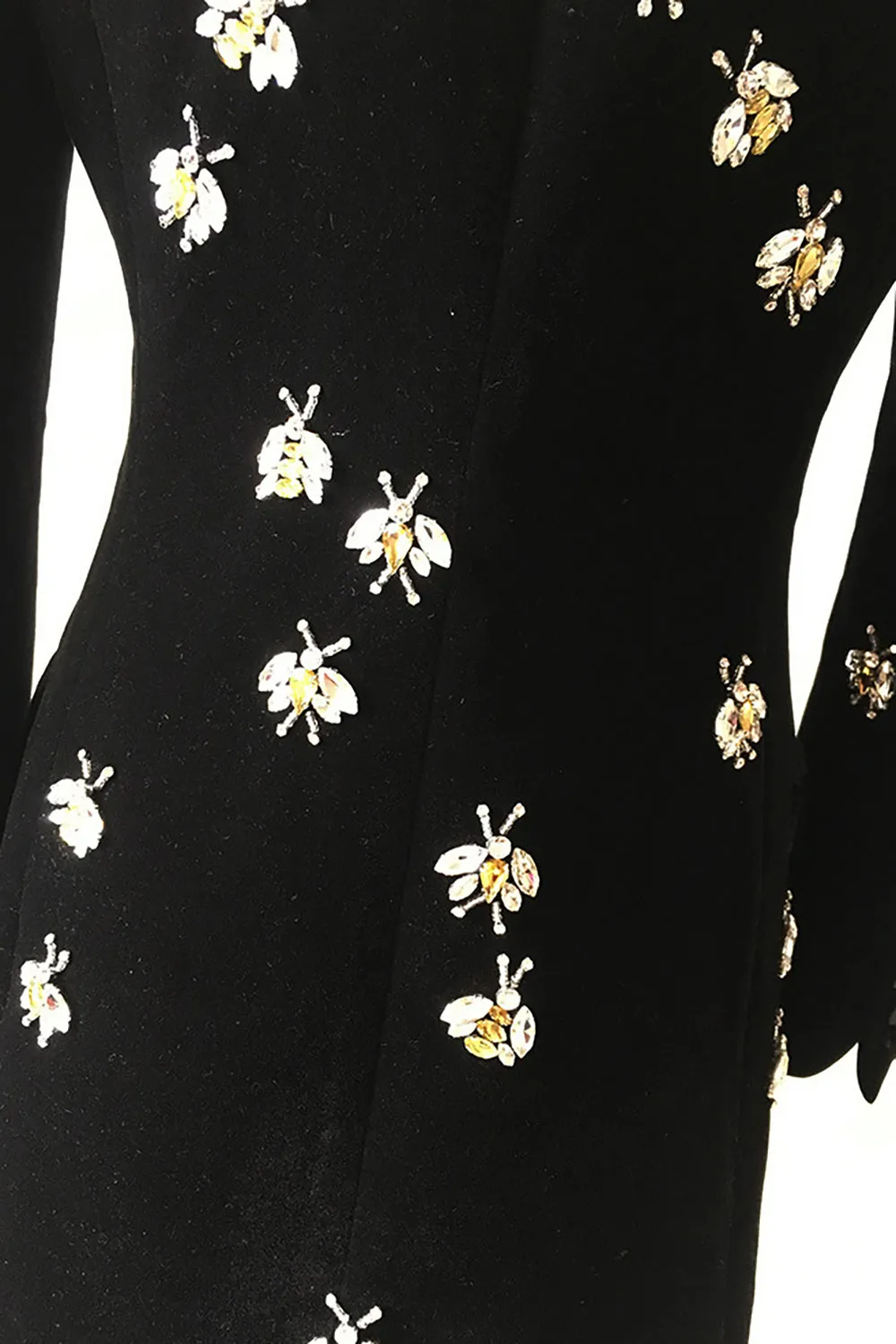 Sparkly Black Velvet Beaded Bees Women Blazer sold by Zapaka product image thumbnail 3
