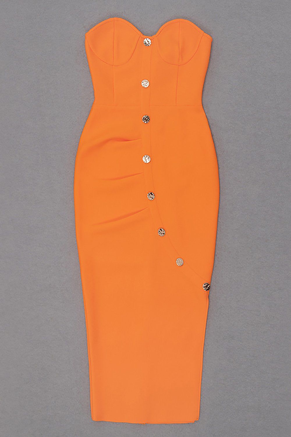 Orange Sweetheart Buttons Bodycon Cocktail Dress sold by Zapaka product image thumbnail 5