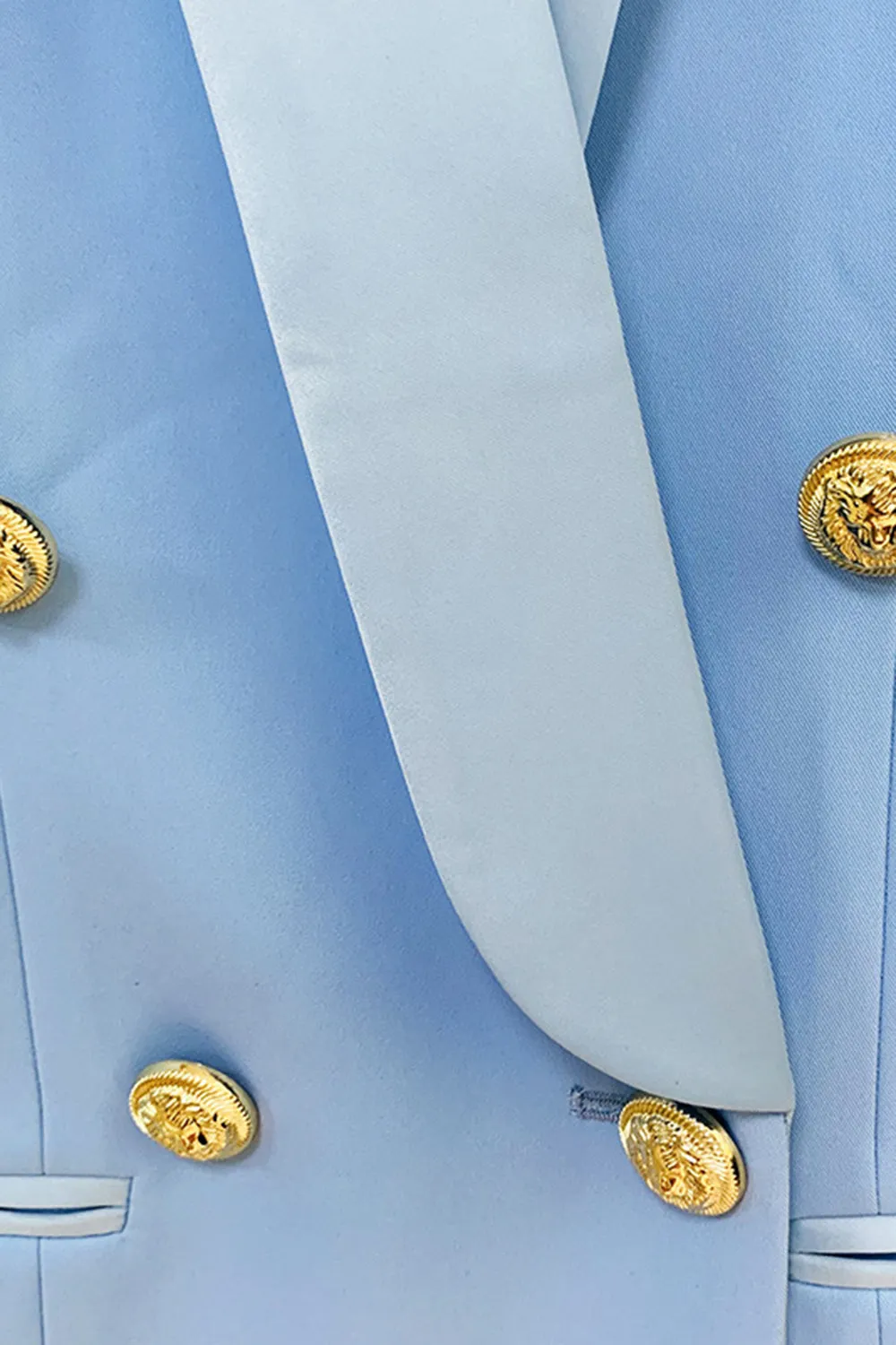 Blue Buttoned Satin Lapel Blazer Dress sold by Zapaka product image thumbnail 4