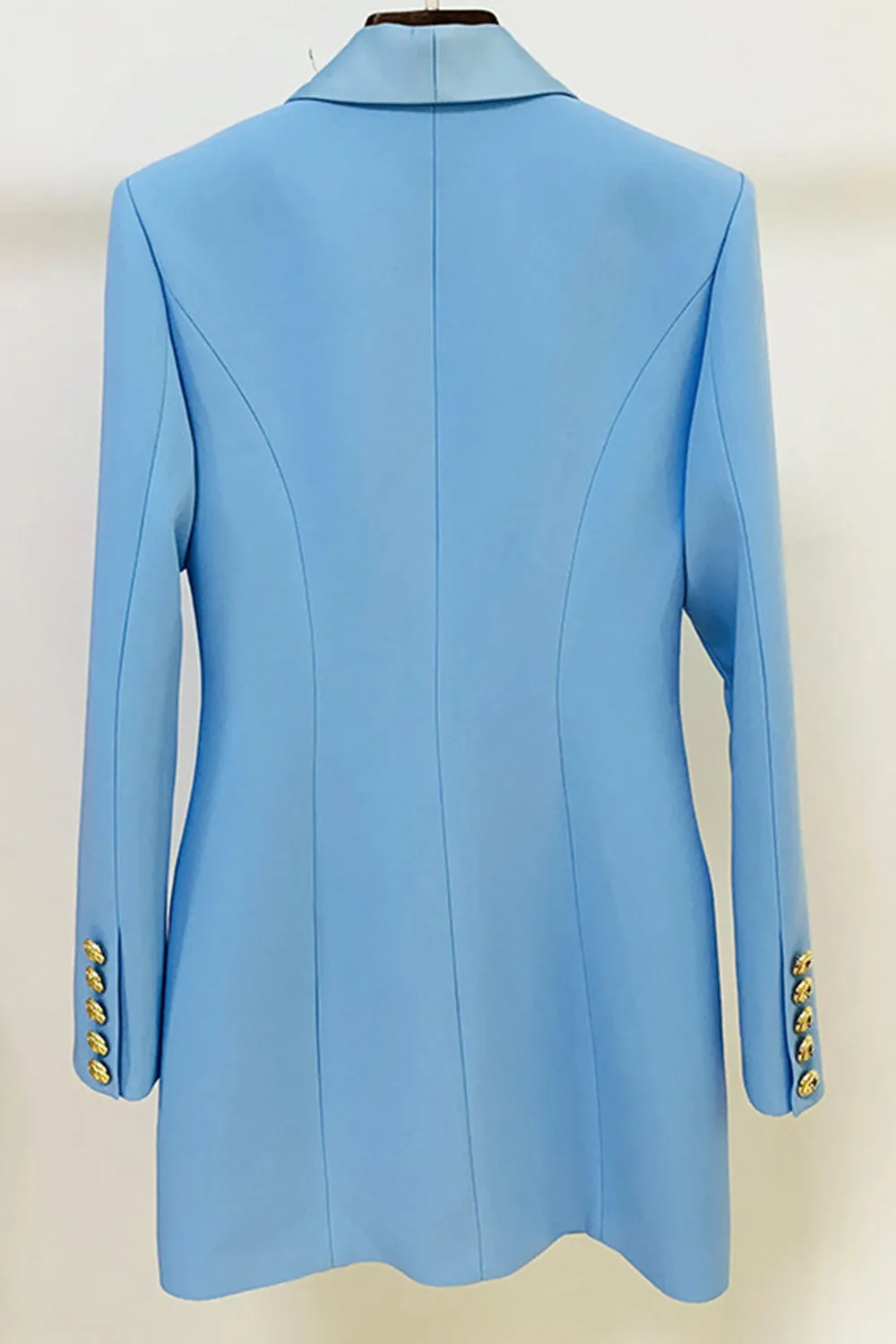 Blue Buttoned Satin Lapel Blazer Dress sold by Zapaka product image thumbnail 2