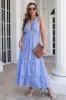 Blue Plaid Boho Maxi Summer Dress sold by Zapaka