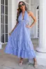 Blue Plaid Boho Maxi Summer Dress sold by Zapaka