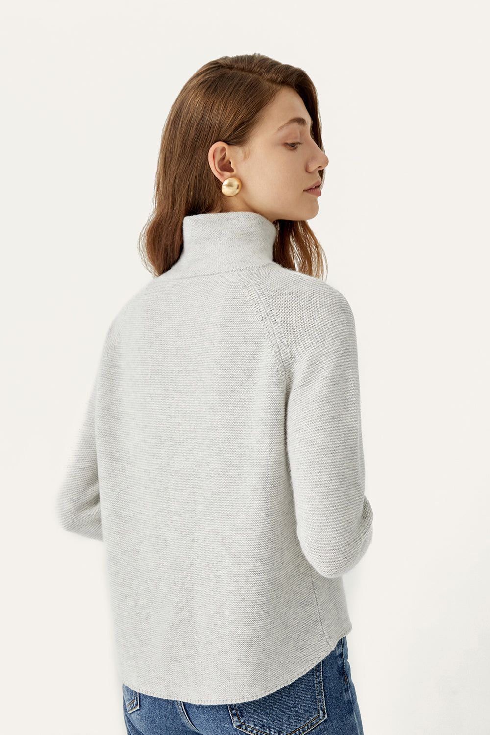 Grey Knitted Cropped Turtleneck Sweater sold by Zapaka product image thumbnail 2