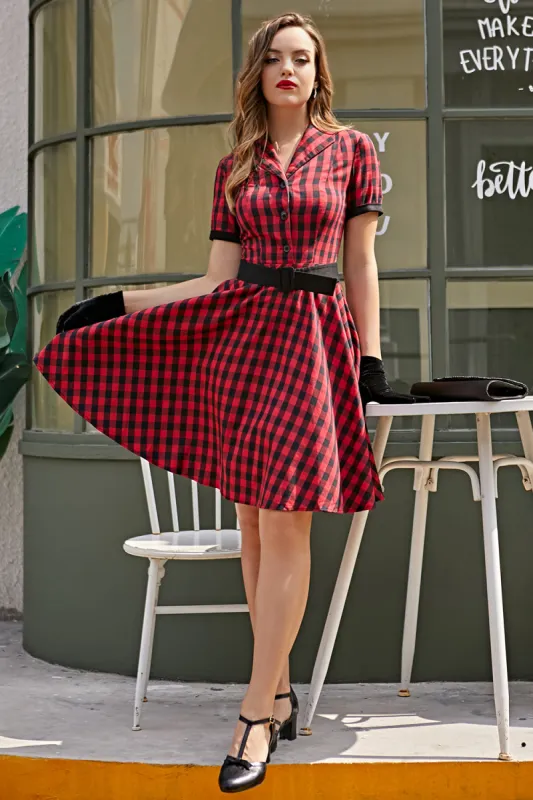 1950s Plaid Swing Vintage Dress sold by Zapaka