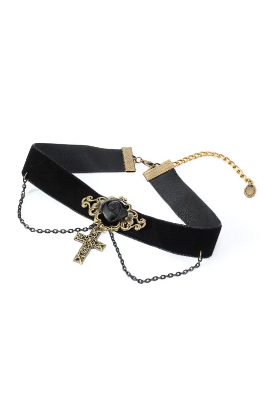 Black Halloween Cross Chain Choker sold by Zapaka