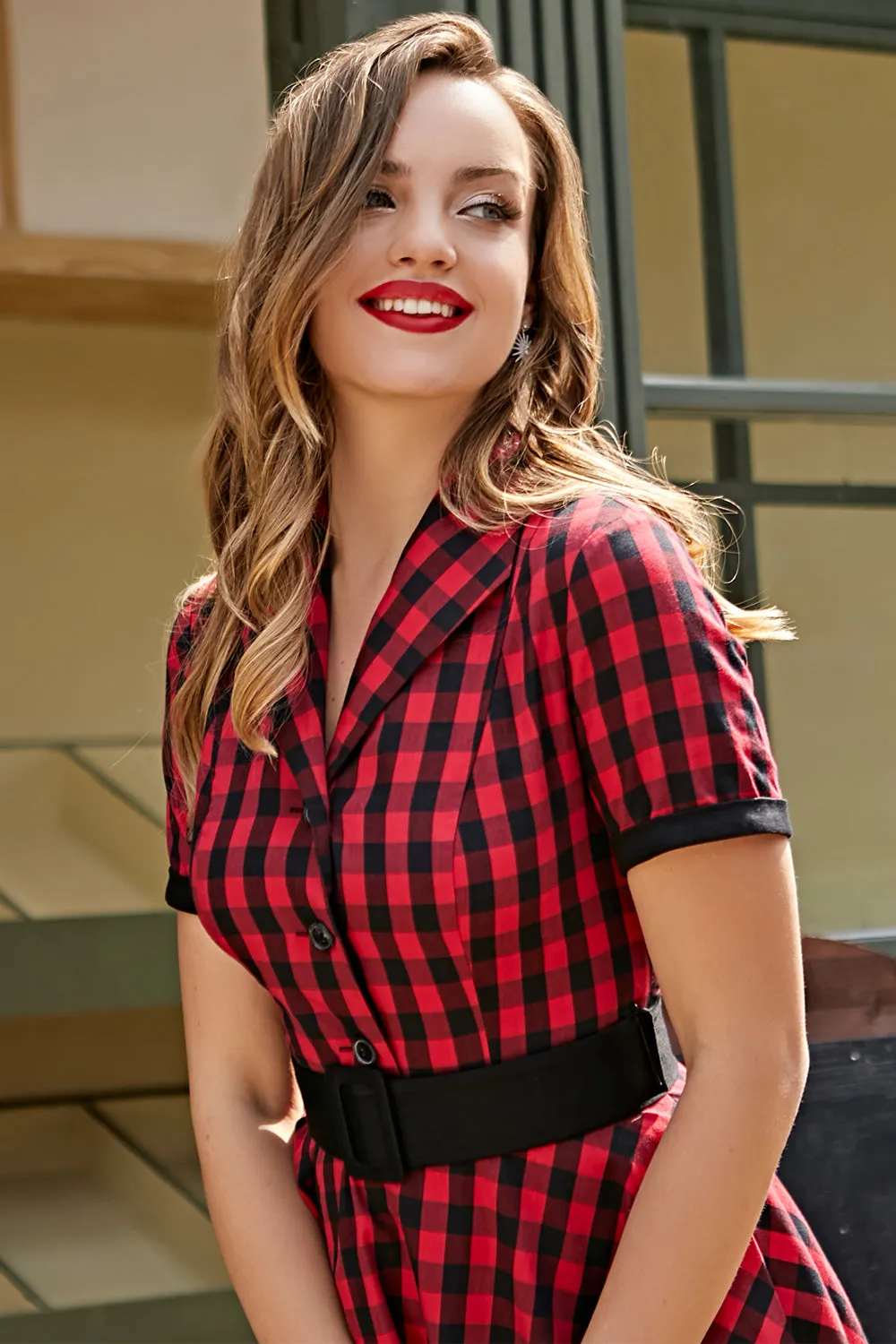 1950s Plaid Swing Vintage Dress sold by Zapaka product image thumbnail 3