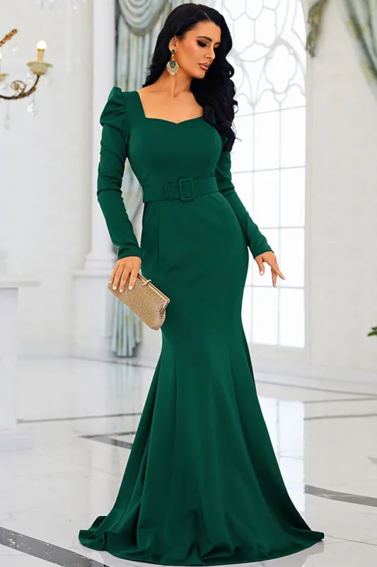 Dark Green Mermaid Mother of the Bride Dress with Slit sold by Zapaka