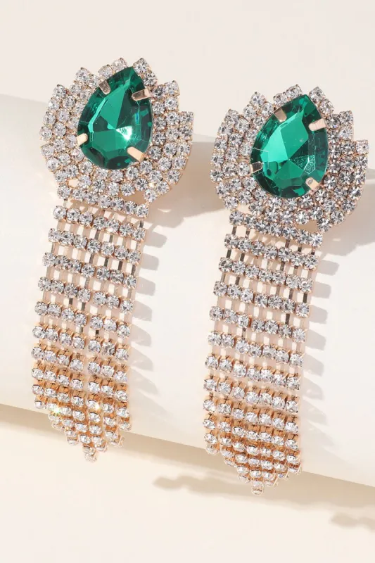 Sparkly Rhinestones Water Drop Tassel Earrings sold by Zapaka