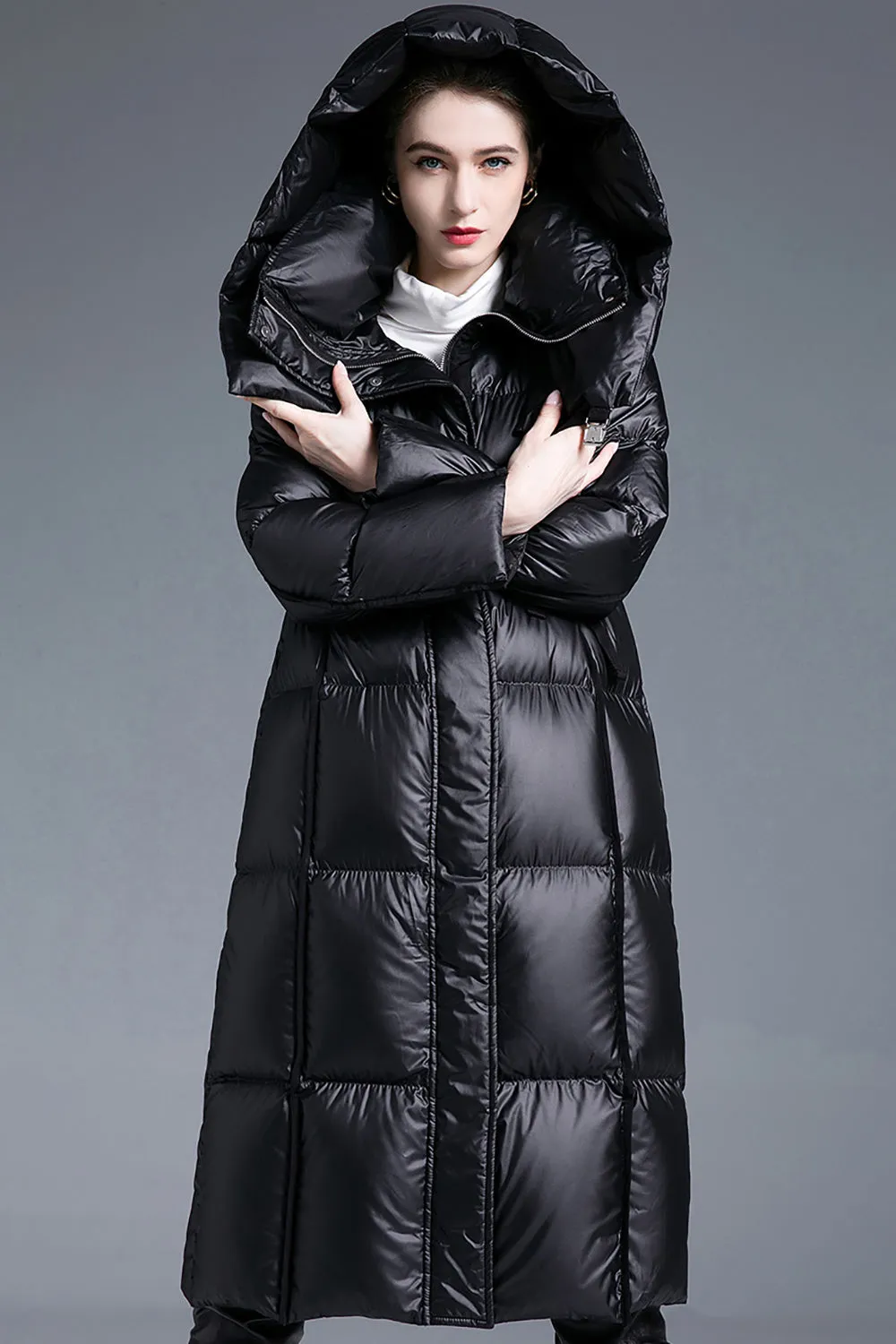 Black Winter Long Sleeves Puffer Jacket with Pockets sold by Zapaka