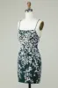 Dark Green Spaghetti Straps Bodycon Homecoming Dress With Appliques sold by Zapaka
