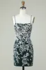 Dark Green Spaghetti Straps Bodycon Homecoming Dress With Appliques sold by Zapaka