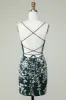 Dark Green Spaghetti Straps Bodycon Homecoming Dress With Appliques sold by Zapaka