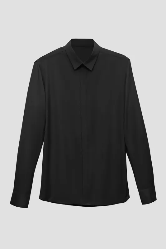 Black Solid Men's Suit Shirt sold by Zapaka