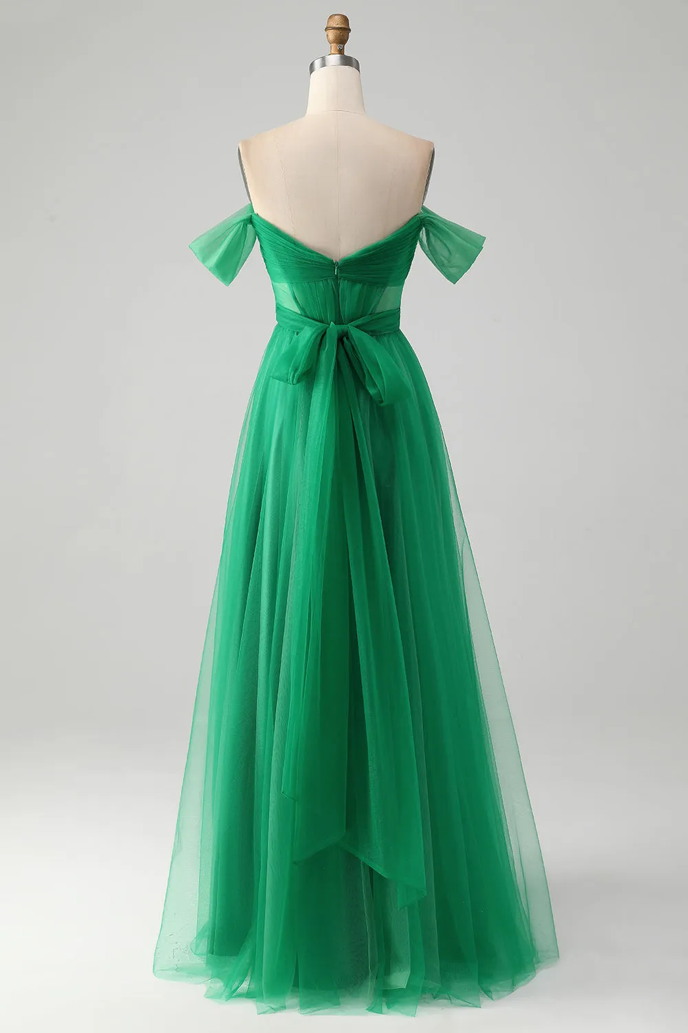 Dark Green A Line Off The Shoulder Corset Long Prom Dress sold by Zapaka product image thumbnail 2
