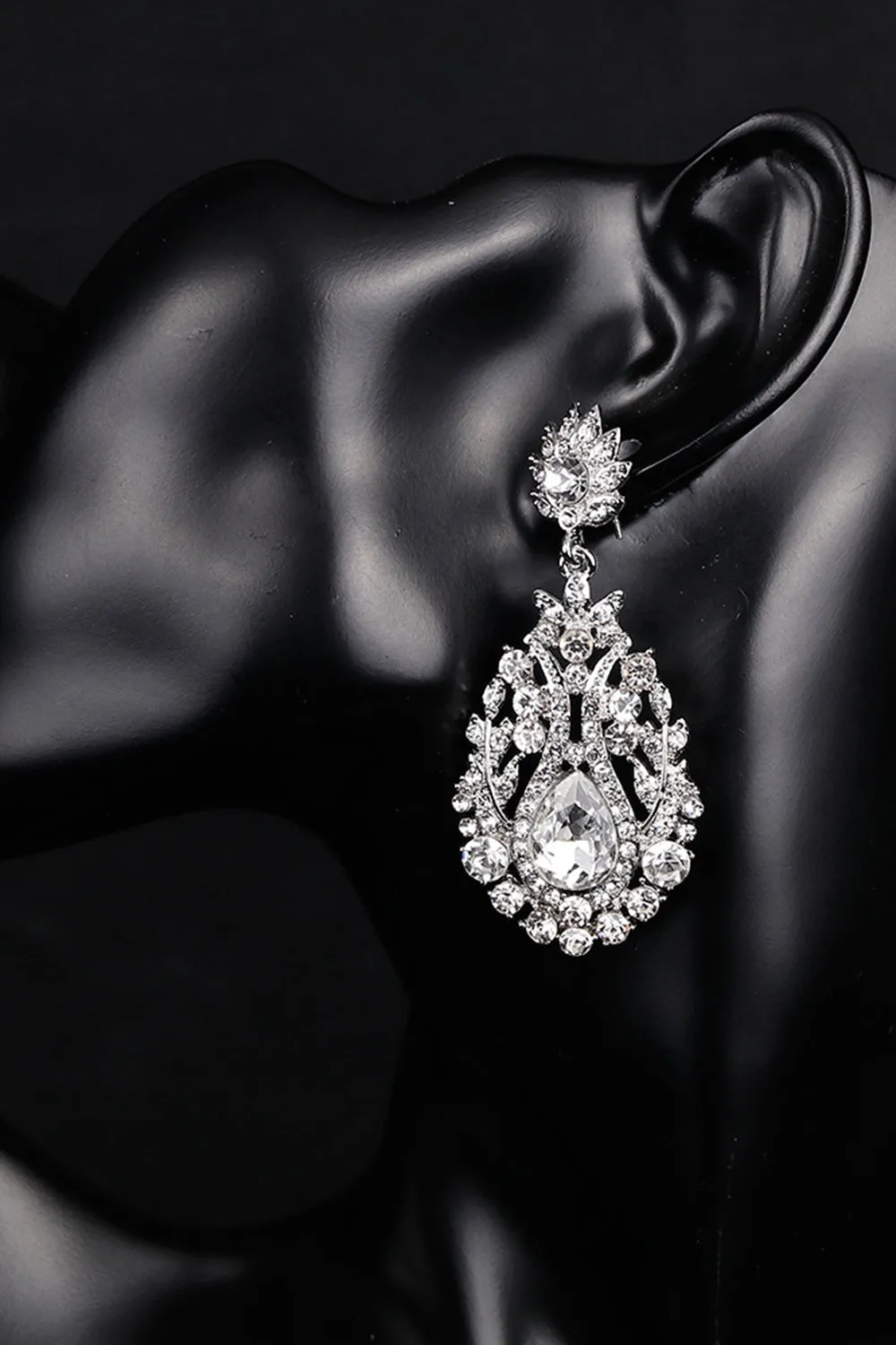 White Crystal Bridal Wedding Earrings sold by Zapaka product image thumbnail 3