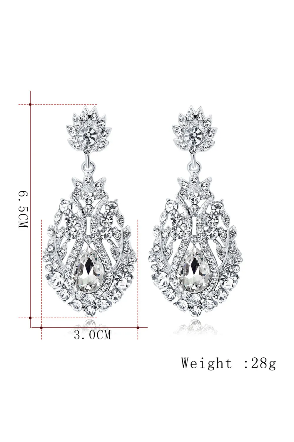 White Crystal Bridal Wedding Earrings sold by Zapaka product image thumbnail 4