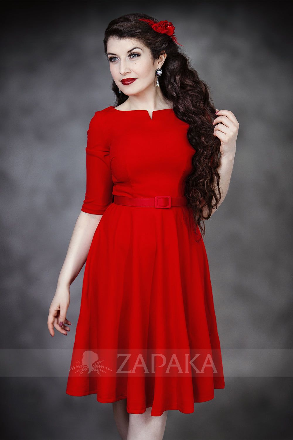 Red Crepe Formal Dress sold by Zapaka product image thumbnail 2