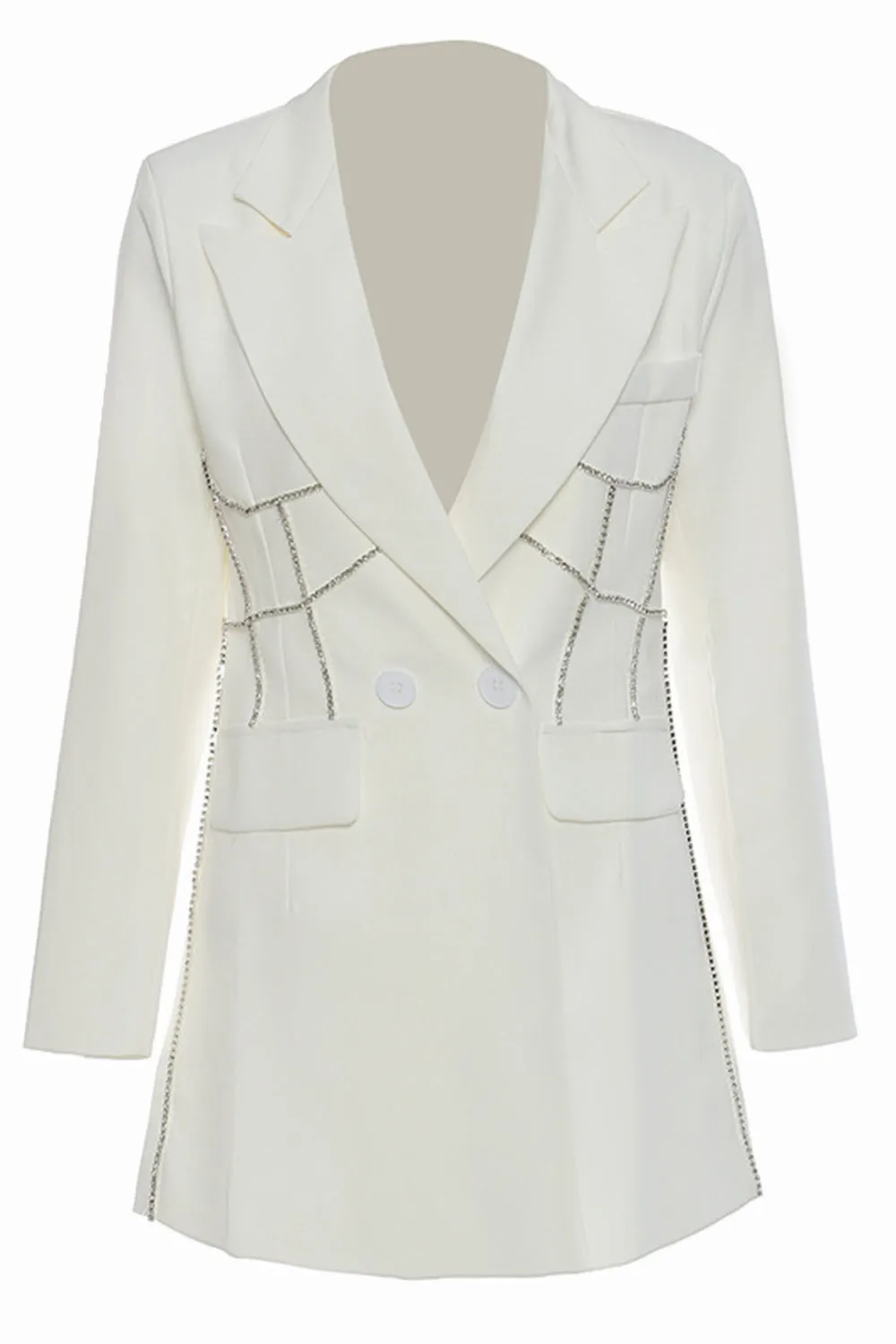 Black Peak Lapel Women Blazer with Beading sold by Zapaka product image thumbnail 3