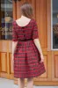 Red Plaid Vintage Dress with Sleeves sold by Zapaka