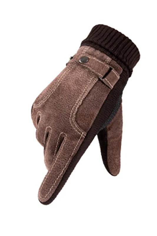 Brown Pigskin Men's Warm Winter Gloves made by Zapaka