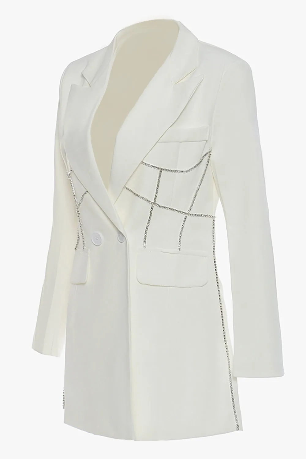 Black Peak Lapel Women Blazer with Beading sold by Zapaka product image thumbnail 5