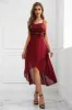 Sparkly Burgundy Spaghetti Straps Asymmetrical Party Dress sold by Zapaka