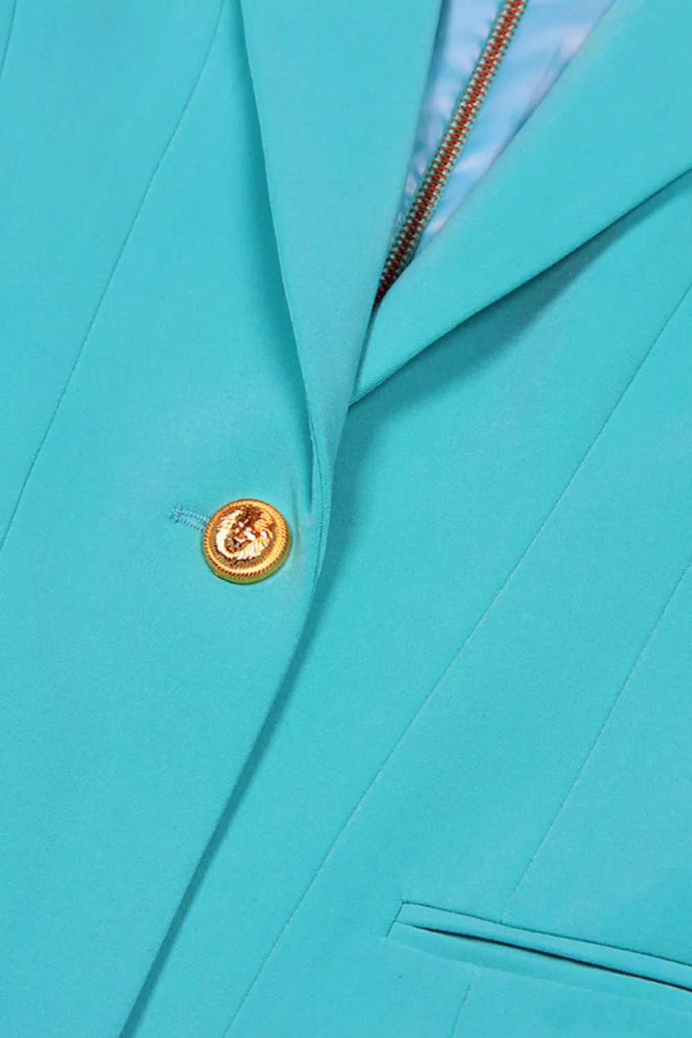 Lake Blue Peak Lapel Long Sleeves One Button Women Blazer sold by Zapaka product image thumbnail 5