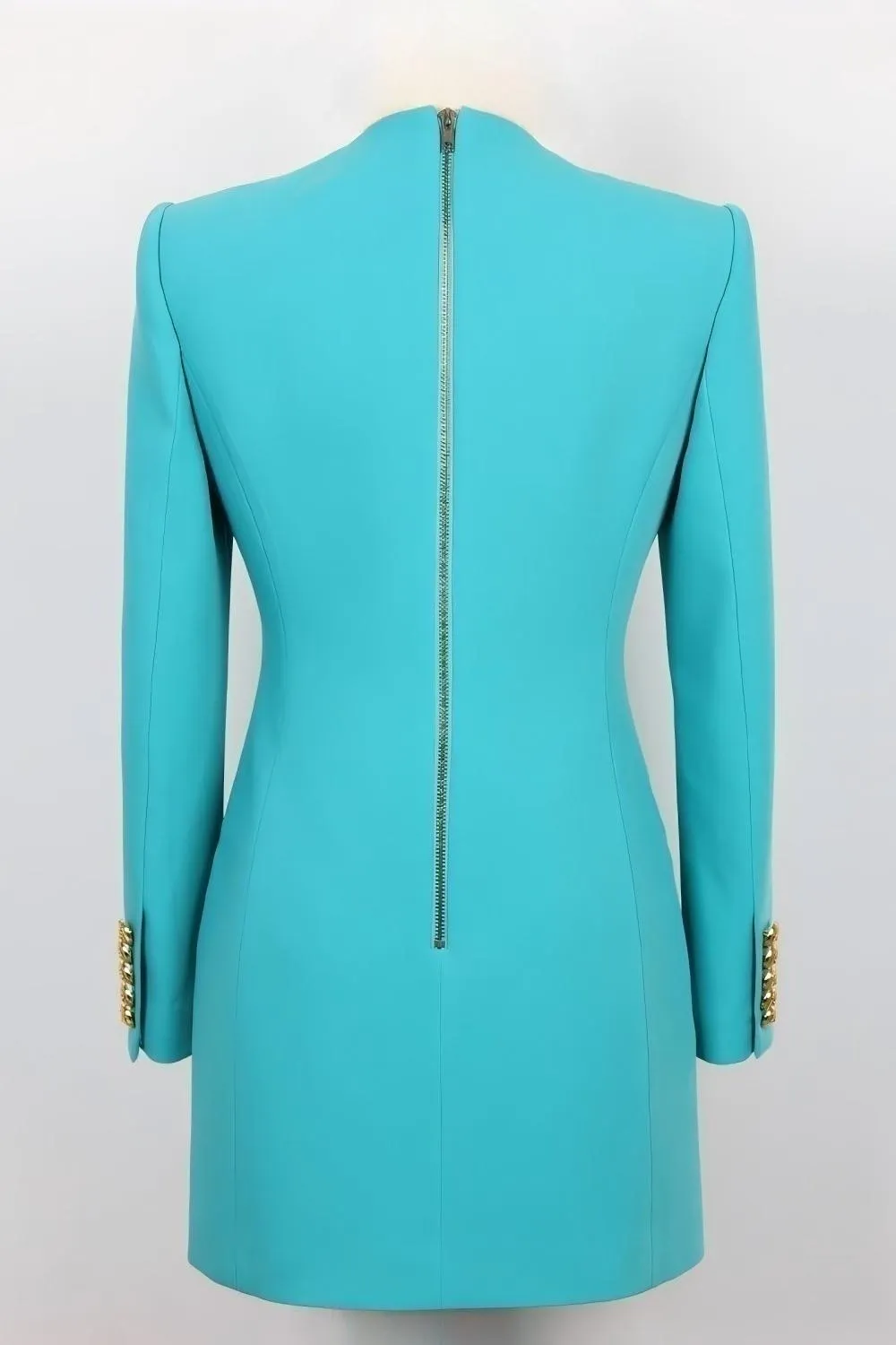 Lake Blue Peak Lapel Long Sleeves One Button Women Blazer sold by Zapaka product image thumbnail 2