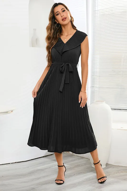 A-Line Sleeveless Black Casual Dress sold by Zapaka