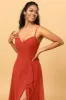 Spaghetti Straps Chiffon A-line Bridesmaid Dress with Slit sold by Zapaka
