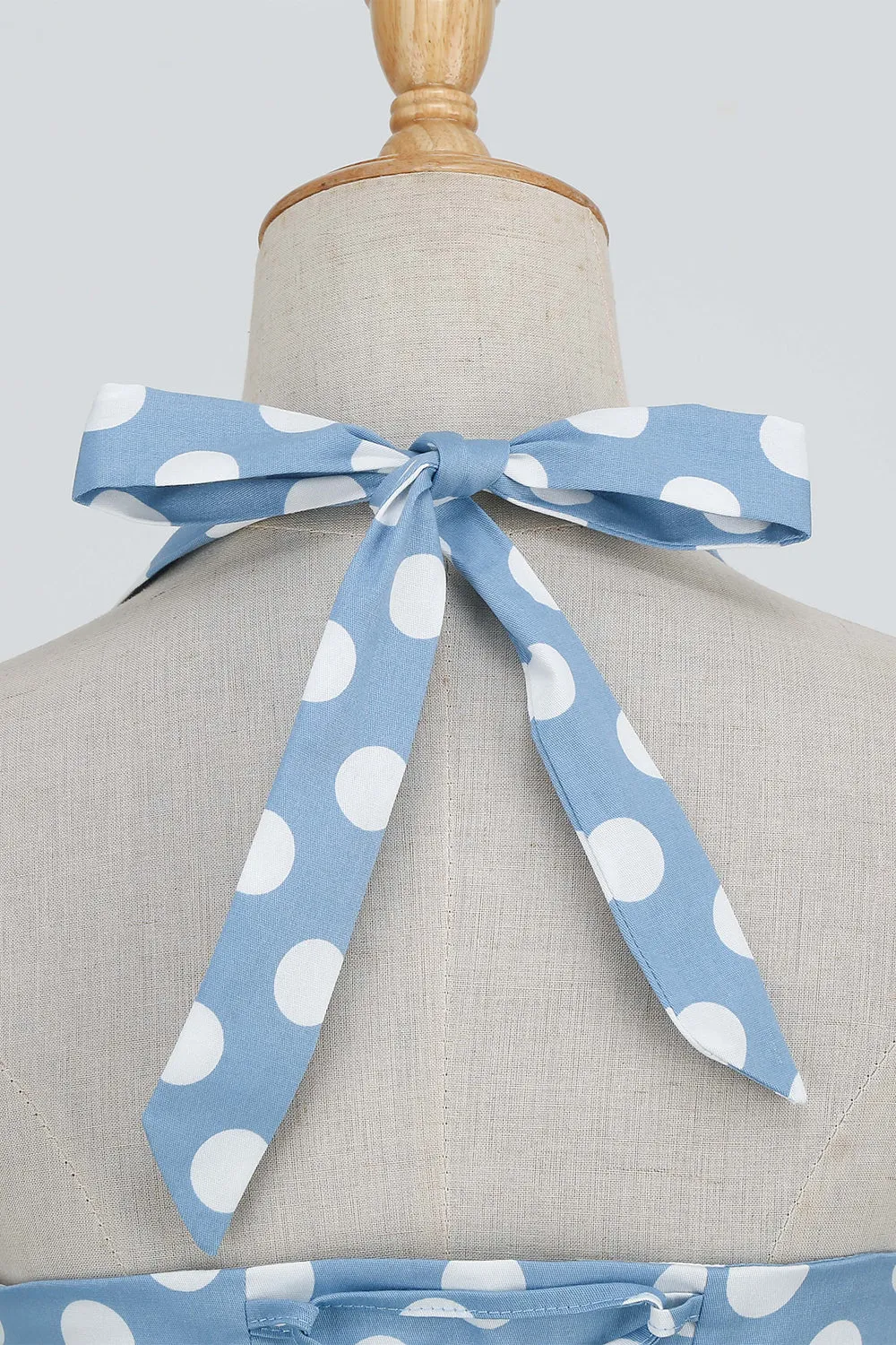 Halter Blue Polka Dots 1950s Dress sold by Zapaka product image thumbnail 5