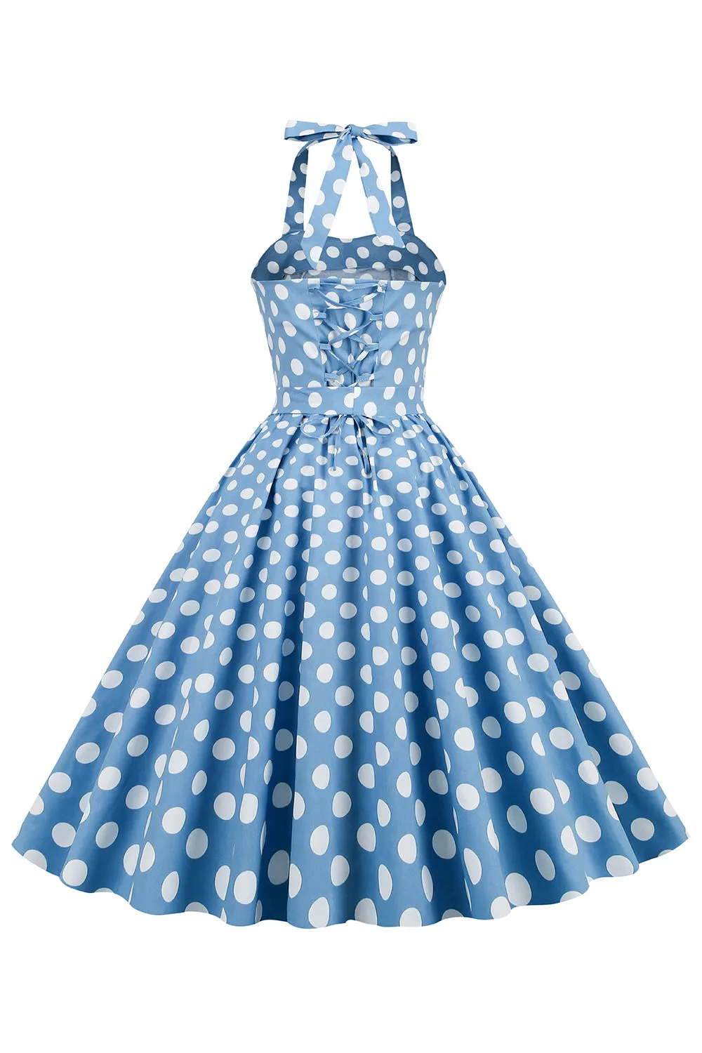 Halter Blue Polka Dots 1950s Dress sold by Zapaka product image thumbnail 2