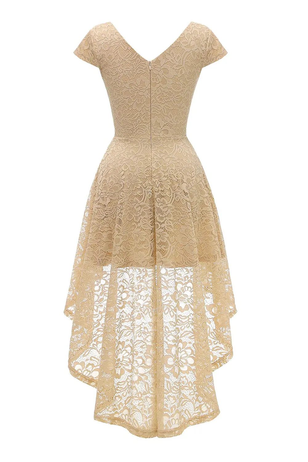 Champagne High-low Lace Dress sold by Zapaka product image thumbnail 2