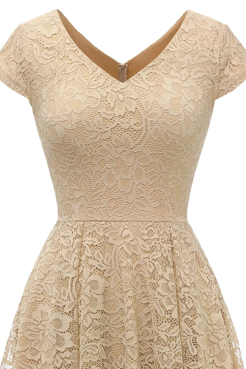 Champagne High-low Lace Dress sold by Zapaka product image thumbnail 4