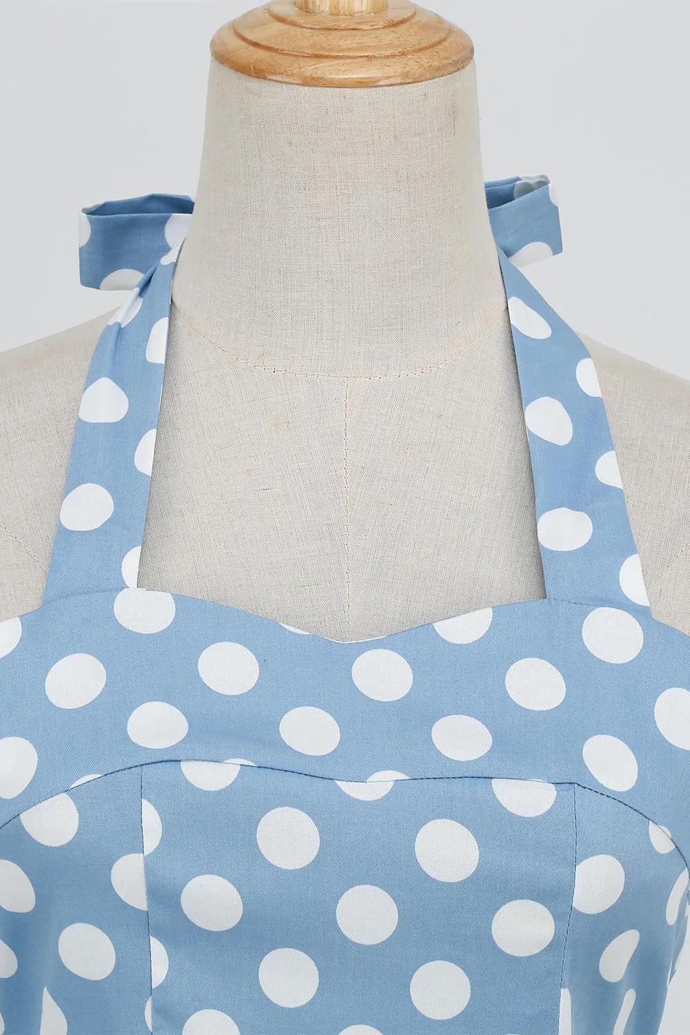 Halter Blue Polka Dots 1950s Dress sold by Zapaka product image thumbnail 4