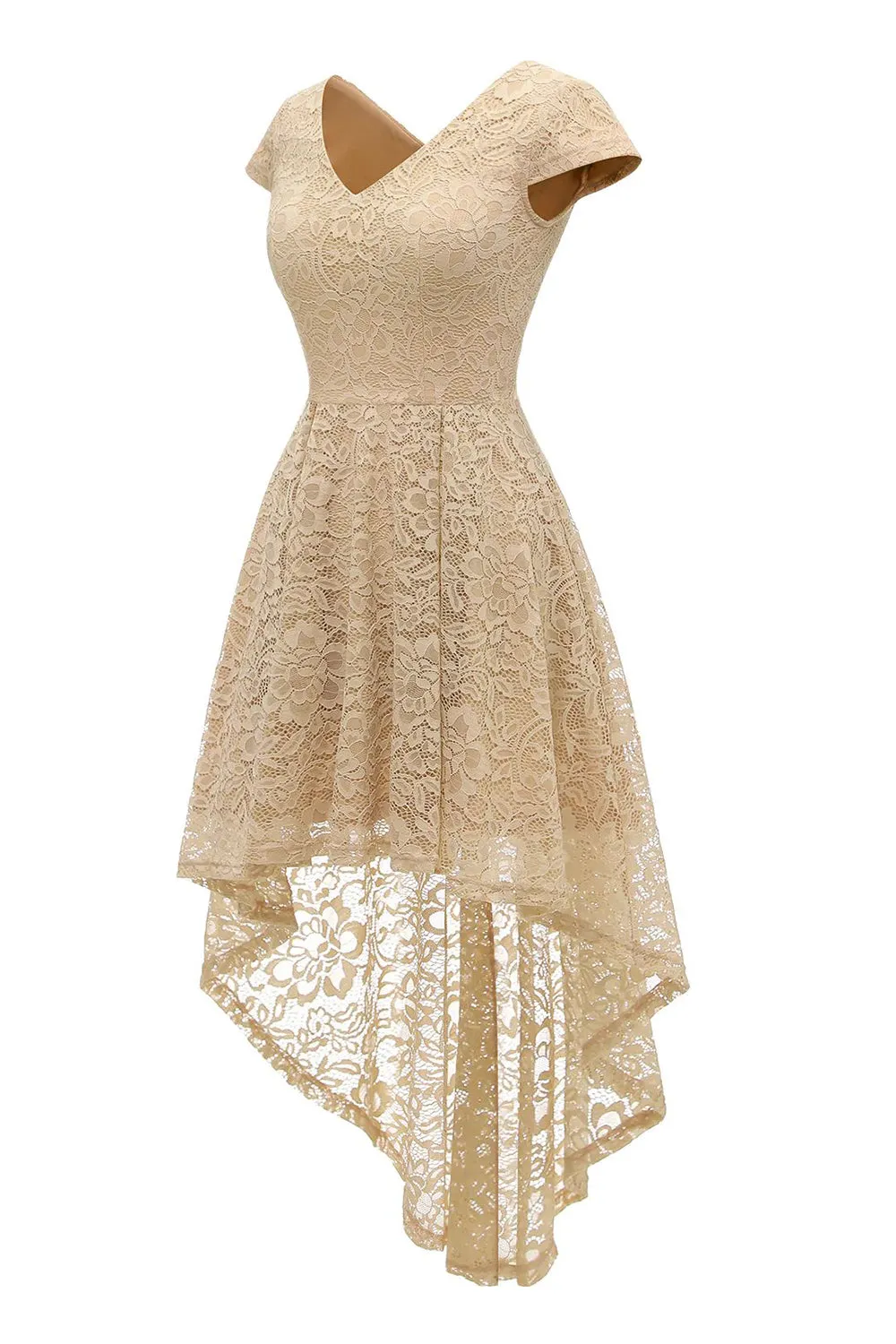 Champagne High-low Lace Dress sold by Zapaka product image thumbnail 3