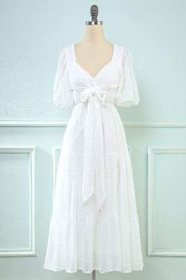 White Midi Babydoll Dress sold by Zapaka