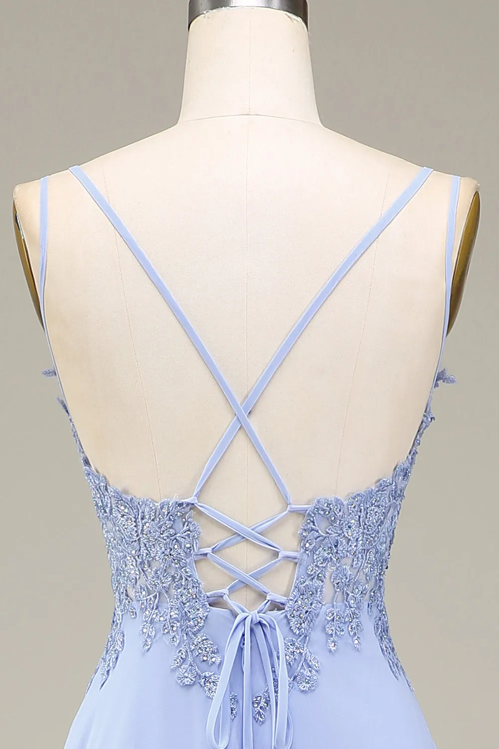 A-Line Lavender Long Prom Dress with Appliques sold by Zapaka product image thumbnail 5