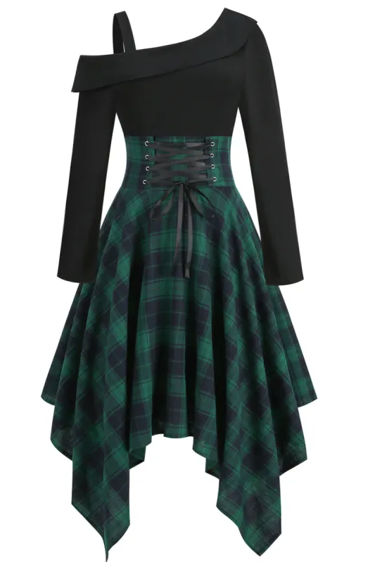 Green Plaid Halloween Vintage Dress sold by Zapaka